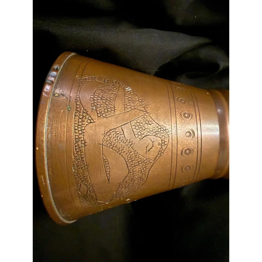 Aktoussi Bros Vintage Copper Dallah Coffee Pot Etched Made in Lebanon 7.5in